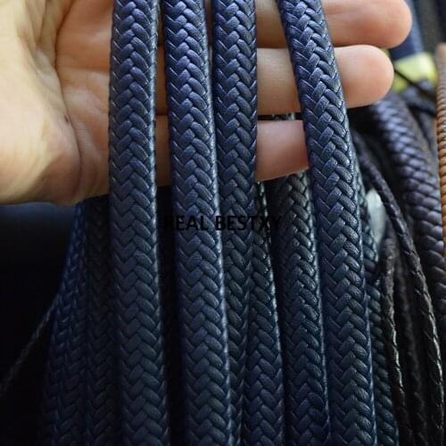 5m/lot approx: 10*5mm navy Braided Leather Cord Rope Thread For DIY Necklace Bracelet Jewelry Making Wide leather strands diy