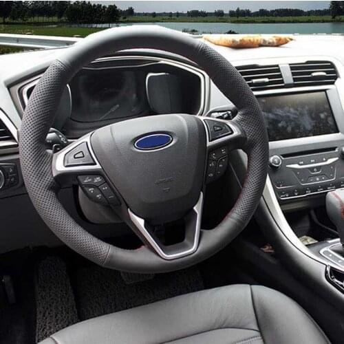 Hand stitched Genuine Length cover on the steering wheel car covers for Ford Fusion Mondeo 2013-2017 ,Edge 2015-2017