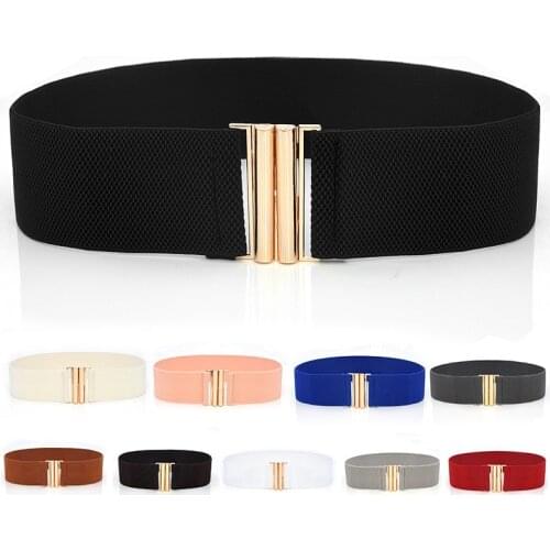 Women Wide Elastic Waist Belt Hengreda Dress Belt Accessories Stretch Elastic Wide Corset Waist 2020 Metal Buckle