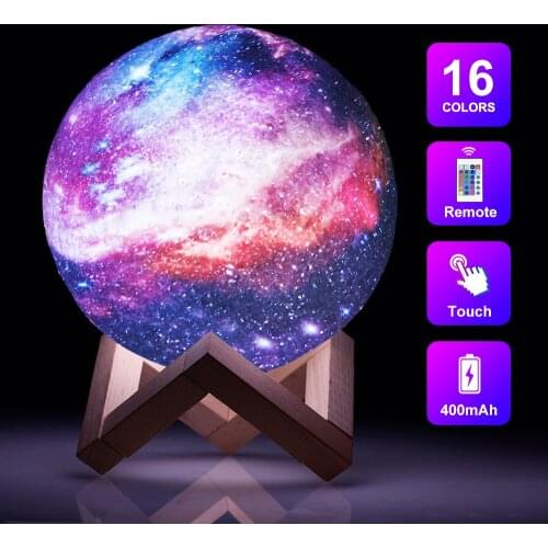 Moon Lamp 3D Moon Night Light Lamp with Stand star Galaxy lamp 3D Lunar Night Light Remote Control 16 Colors for Kids