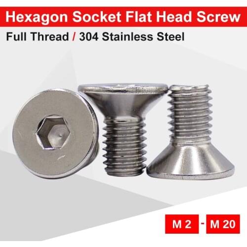 1-50 PCS Hexagon Hex Socket Countersunk Screw M2 M2.5 M3 M4 M5 M6 M8 M10 M12 Stainless Steel 304 Din7991 Match with Hex Wrench