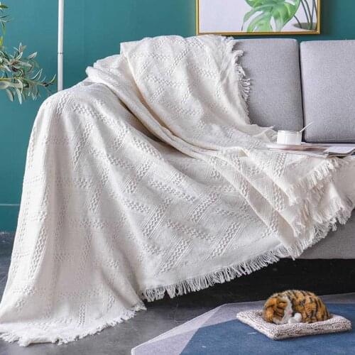 Knitted Throw Blanket for Chair Recliner Chair Summer Tassel Knitted Blankets Sofa Slipcover Bedding Coverlet