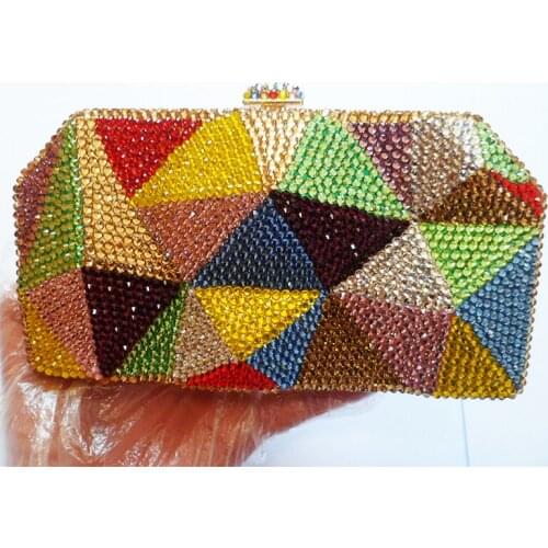 Yellow/Green/Blue Multicolored Full Diamond Evening Clutch Bags Designer Women’s Crystal Rhinestone Shoulder Handbag Party Purse