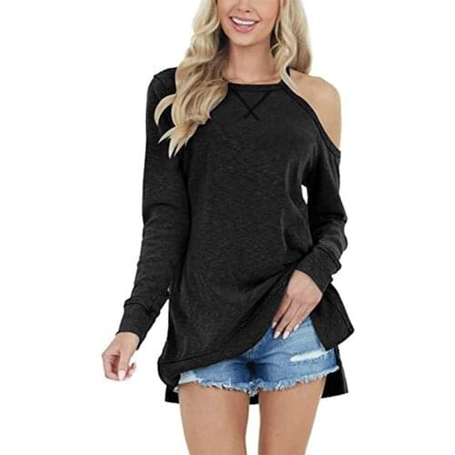 Winter Long Sleeve Oversized T Shirt Casaul Tops Women 2021 Blusas One Shoulder Clothes Print T-shirts Plus Size Women Clothing