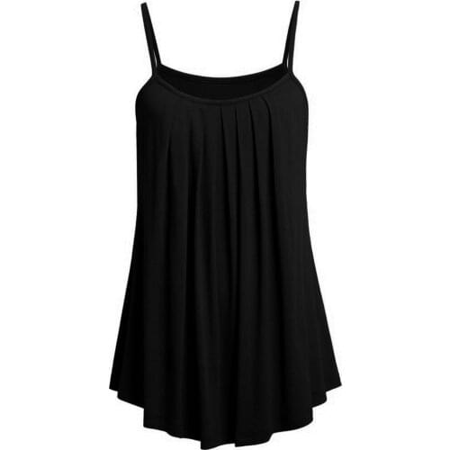 Large Size Women New Arrival Summer 2021 Casual Loose Solid Sling O-Neck Pleated Swing Dress Fashion Splice Sleeveless 6XL Dress