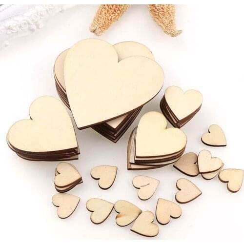 10/20/30/40/50/80mm DIY Blank Heart Wood Slices Discs Wood Heart Love Blank Unfinished Natural Crafts Supplies Wedding Ornaments