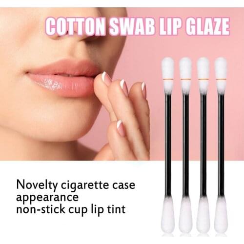 10Pcs Cotton Swab Lip Tint Long-Lasting Charming Cigarette Case Cotton Buds Lipstick Fadeless Waterproof Cosmetics for Women