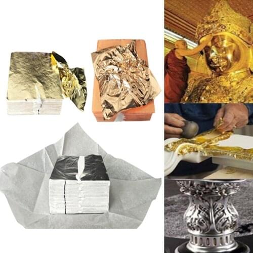 14x14cm Imitation Gold Silver Foil Paper Leaf Sheet Gilding DIY Art Craft Paper Birthday Party Wedding Cake Dessert Decorations