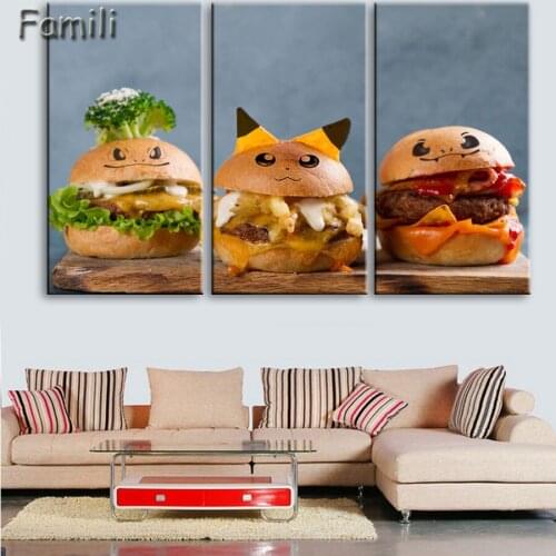 3Panel Kitchen Food Pizza With Colorful Vegetables Wall Art Painting The Picture Print On Canvas Food Pictures For Home Decor De