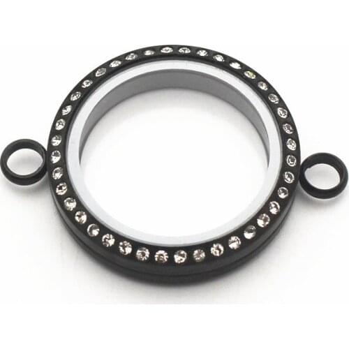 30mm Crystal floating locket Stainless steel floating charms memory lockets for Hand catenary locket bracelet women jewelry