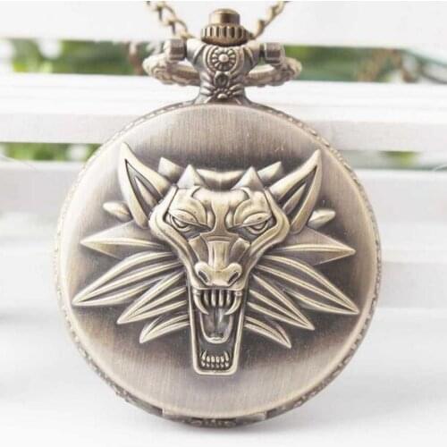 Free shipping 10pc a lot Wolf pocket watch Necklace KIU5412 gift