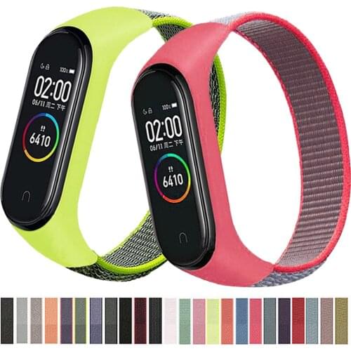 Nylon Loop Bracelets For Xiaomi Mi Band 5 6 3 4 Smart Wristband Women Belt Strap For Miband 5 6 4 3 NFC Correa Mi6 Accessories