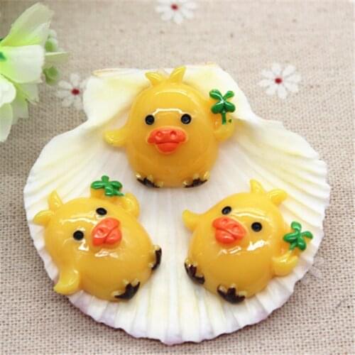 10PCS Cute St. Patricks Day Cute Chick Easter Resin Flatback Cabochon DIY Scrapbooking Decorative Craft Making,28*29mm