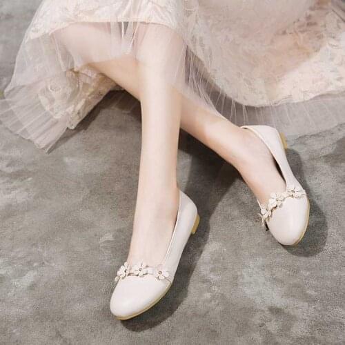 Korean Style New Mori Girl Hipster Flower Sweet Lolita shoes round Toe Flat Fairy Shoes Large Casual Student Ladies' Shoes