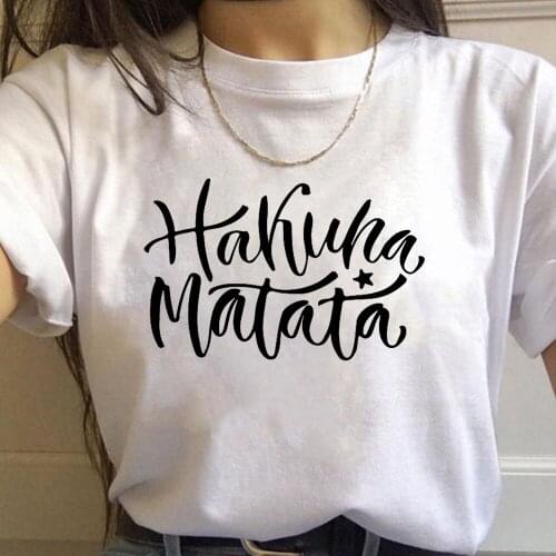 HAKUNA MATATA Summer Fashion T-shirt Women Harajuku Streetwear Cartoon Print Lion King Loose Angel Tshirt Female Tops Dropship