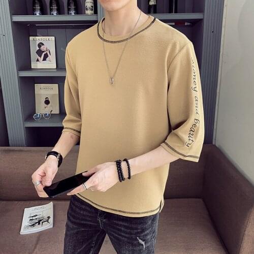 2021 Summer Fashion Mens New Trend INS T-shirt Loose Five-minute Sleeve Half-Sleeve T-shirt For Handsome Oversized T Shirt