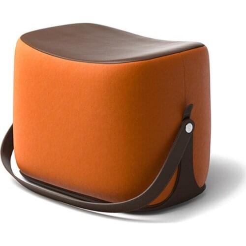 Footstool Small Saddle Change Shoes Seat Short Flannel PU Cartoon Solid Wood Saddle Stool Footrest with Handle