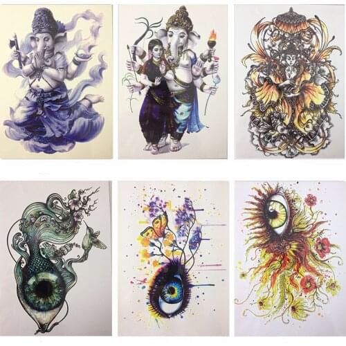 Fashion cool elephant 21 x 15 cm eye horror waterproof Tattoo Sticker