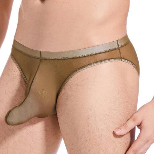 Mens Mesh Briefs Sexy Male Panties Gay Mens Bikini Elephant Nose Brief Bohemia Style Printed Underpants See Through Panties