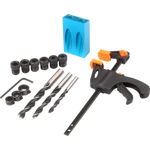 Hole Jig Kit 8mm 10mm 15 Degree Angle Drill Guide Woodwoorking Tool Inclined Hole Jig Hole Puncher Locator Jig Drill Bit