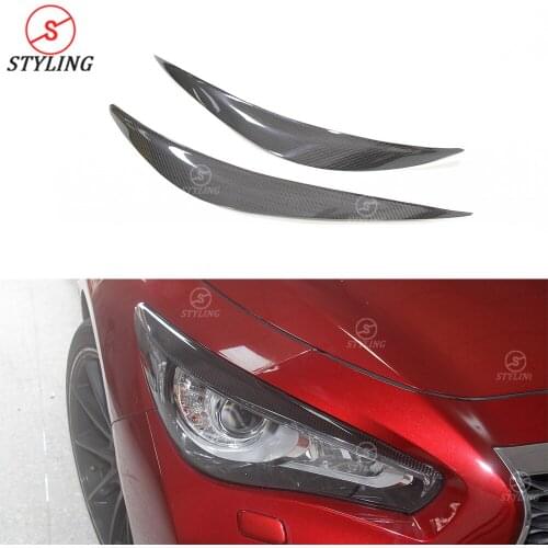 Hoods Head Light For Infiniti Q50 Q50S Carbon Eyebrows Lamp Cover trim Car sticker decoration 2014 2015 2016 2017 2018 2019