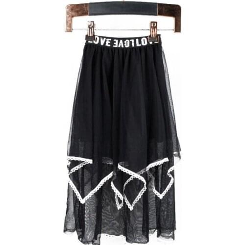 2017 New Girls Summer Girls Ankle-Length Ball Gown Skirts Baby Girls Black tassel mesh Skirt Children Kids Lace Fashion Clothing