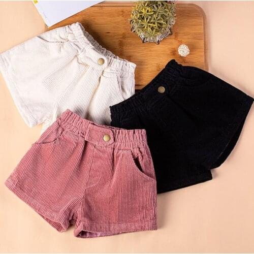 New 2021 Spring Autumn Fashion Baby Girls Princess Shorts Corduroy Shorts for Children Kids Toddler Girls Casual Clothing D558