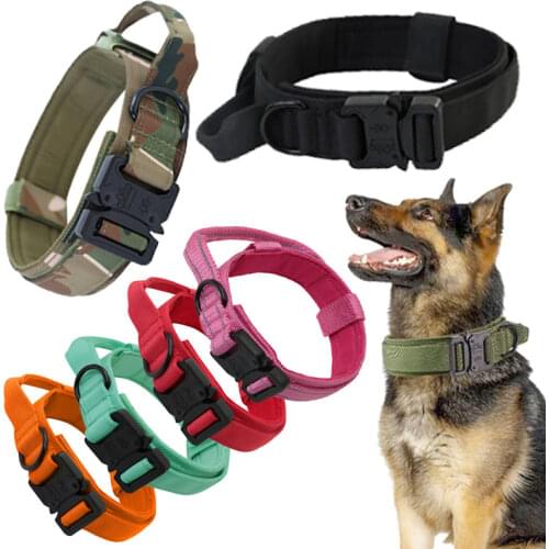 Dog Collar Adjustable Military Tactical Pets Dog Collars Leash Control Handle Training Pet Cat Dog Collar For Small Large Dogs