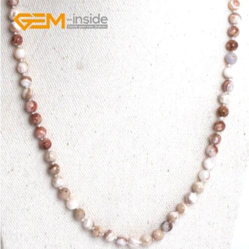 Round Smooth Brazil Crazy LaceOnyx Carnelian Beads Sardonyx Necklace DIY Finished Jewelry For Women Party Christmas Gift