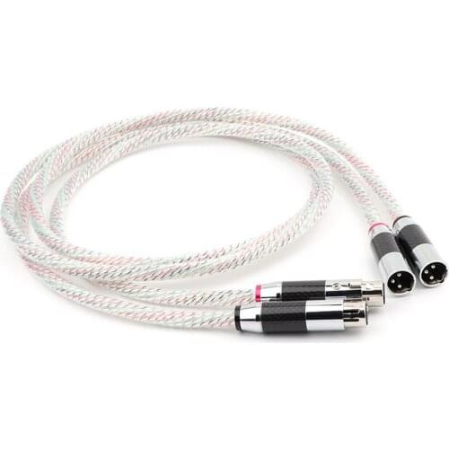 Pair valhalla Silver-gold alloy XLR Balance Audio Cable with Carbon fiber XLR plug