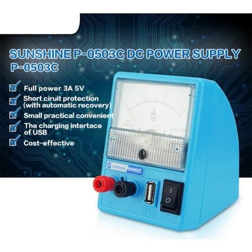 SUNSHINE Mini Portable 110/220V Linear Mobile Phone Repair DC Regulated Power Supply Ammeter 3A 5V With Short Circuit Protection