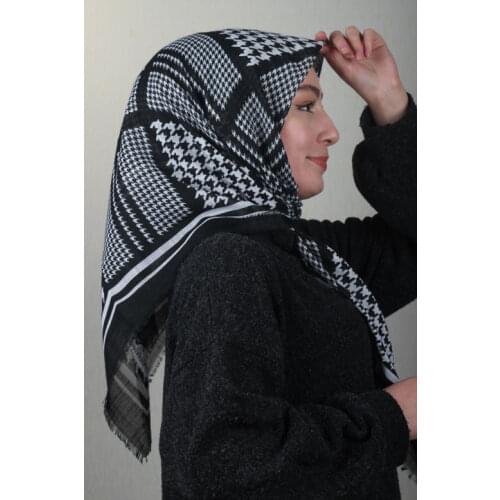 POLOİST LINEN FLAMLI SCARF BLACK WHİTE SERIES-PATTERN-11-RENK-02