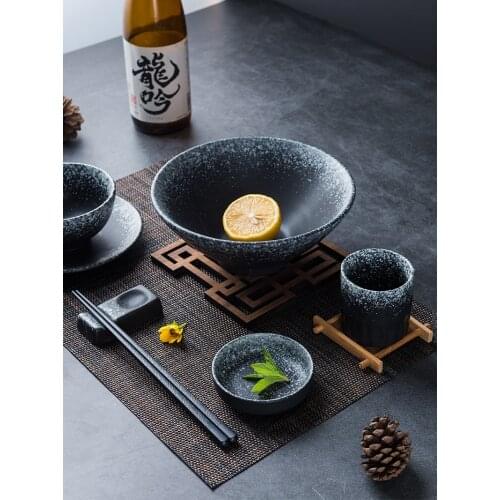 Tableware belongs to one person. Japanese ceramic bowl chopsticks plate is a creative retro dish. Bowls and plates