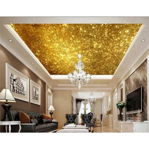 Ceiling Frescoes Living Room Bedroom Ceiling Wall Papers Home Decor Gold glitter particle ceiling