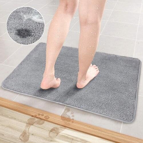 Simple Grey Decor For Bath Mat Home Decorate Doormat Rectangular Entrance Door Anti-slip Living Room Rug Hall Floor Carpets