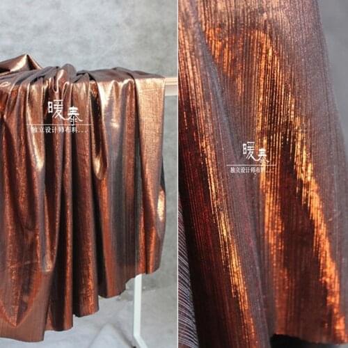 Coated Knit Stretch Fabric caramel Wiredrawing Metal Sense DIY Background Decor Leggings Tights Coat Dress Designer Fabric