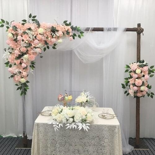 Silk fresh pink artificial flower rose peony flower row wedding arch decoration home plants Hotel wreath wall hanging decoration