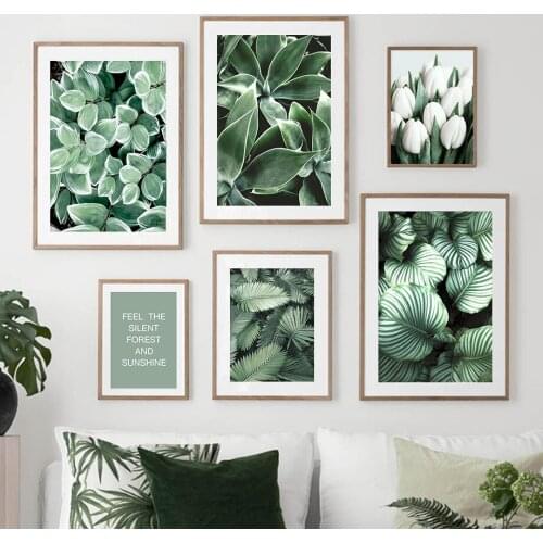 Nordic Tropical Plant Flowers Scandinavian Poster Wall Art Print Green Leaves Canvas Painting for Living Room Decoration Picture