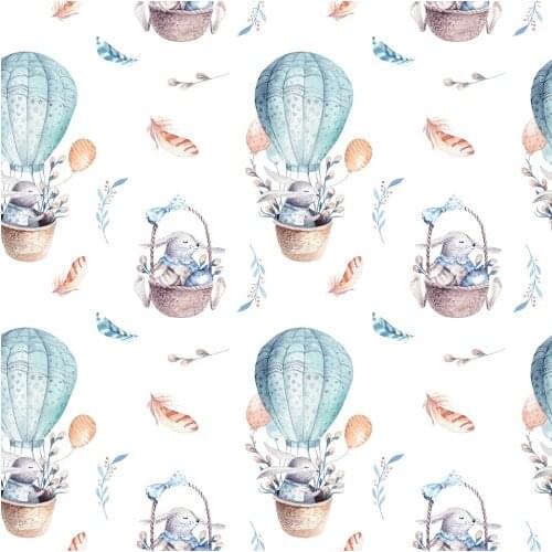 Hot air balloon digital printed fabric chiffon four-sided stretch satin cartoon fabric cloth for decorative clothing DIY sewing