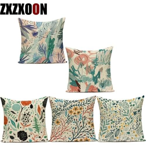 Tropical Plant Cactus Flowers Polyester Sofa Home Pillow Cushion Cover for Living Room Almofadas Pillowcase