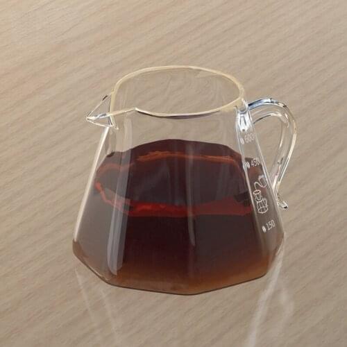 Diamond-shaped Octagonal Hand-pushed Sharing Pot Borosilicate Heat-resistant Glass Octagonal Coffee Drip Pot Coffee Pot 600ML