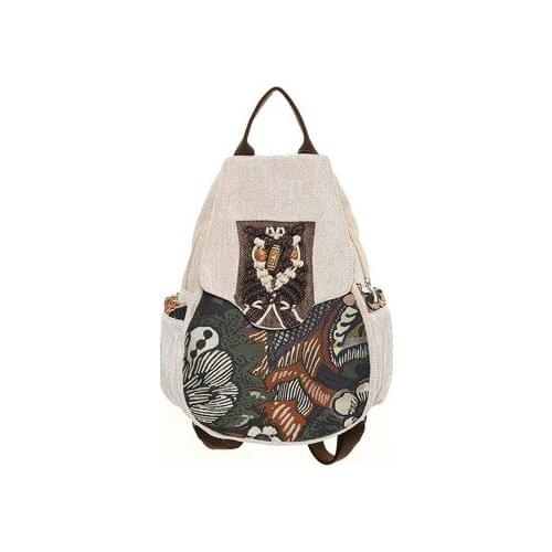 Fashion national string appliques shopping backpacks!Nice bohemian prints women casual backrack Top-sale zipper&hasp backruck