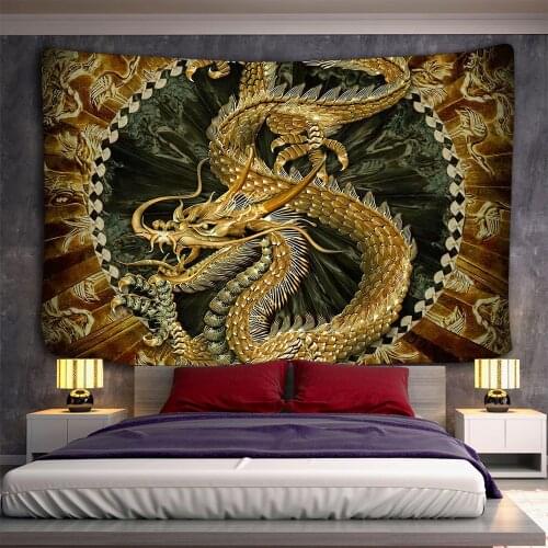 Witchcraft Mysterious Dragon Tapestry Hippie Boho Wall Decor Kawaii Gobelin Wall Hanging Trippy Tapiz Psychedelic Tapestries