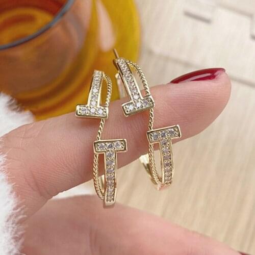 Korea Fashion Jewelry Micro-inlaid Zircon Simple Luxury Hoop Earrings for Woman 14k Gold Plated Holiday Daily Elegant Earring