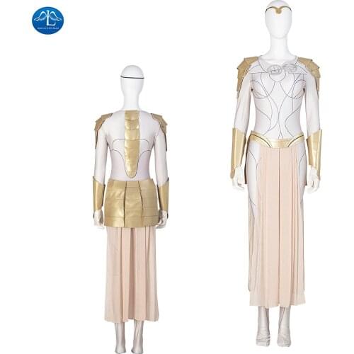 Eternals Thena Cosplay Costume Women Jumpsuit Halloween Uniform Ladies Skirt Carnival Party Dress Custom Made