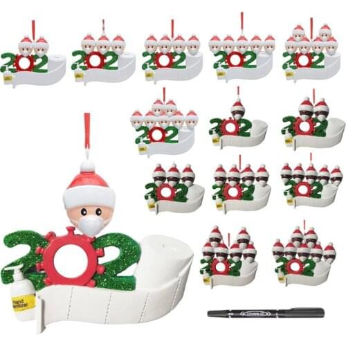 2021 Hot Quarantine Christmas Best Wishes Party Decoration Gift Santa Claus With Mask Personalized Xmas Tree Ornament All Series