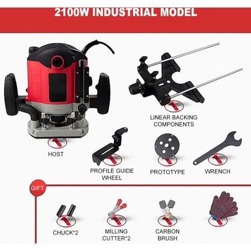 2100W Woodworking Electric Router trimmer Wood Milling Engraving Slotting Trimming machine Hand Carving Carpentry