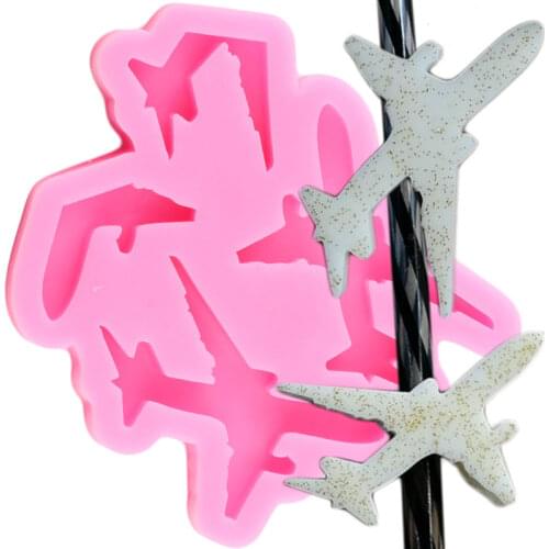 3D Aircraft Straw Topper Silicone Molds Baby Birthday Candy Chocolate Fondant Cake Decorating Tools Keychain Epoxy Resin Moulds
