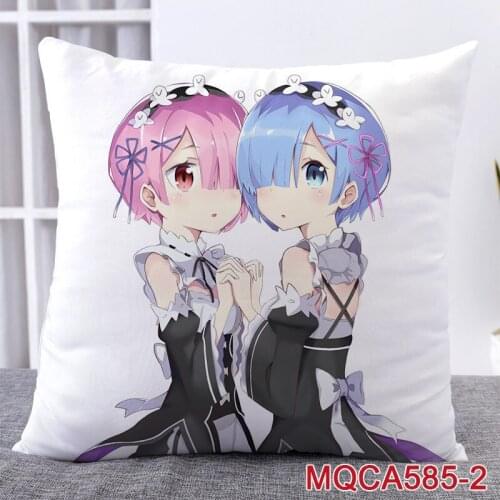 45X45CM Anime RE ZERO Starting Life In Anothe World Pillow Covers Dakimakura Case 3D Print Double Sided Decorative Pillowcase 30