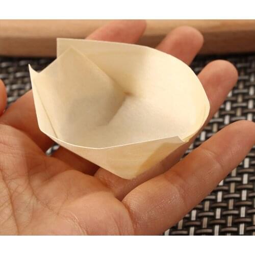 50pcs Catering Tool Pine Wood Serving Boat Disposable Food Tray For Home Wood Bowl Kitchen Home Supplies